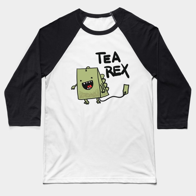 Tea Rex - Puns, Funny - D3 Designs Baseball T-Shirt by D3Apparels